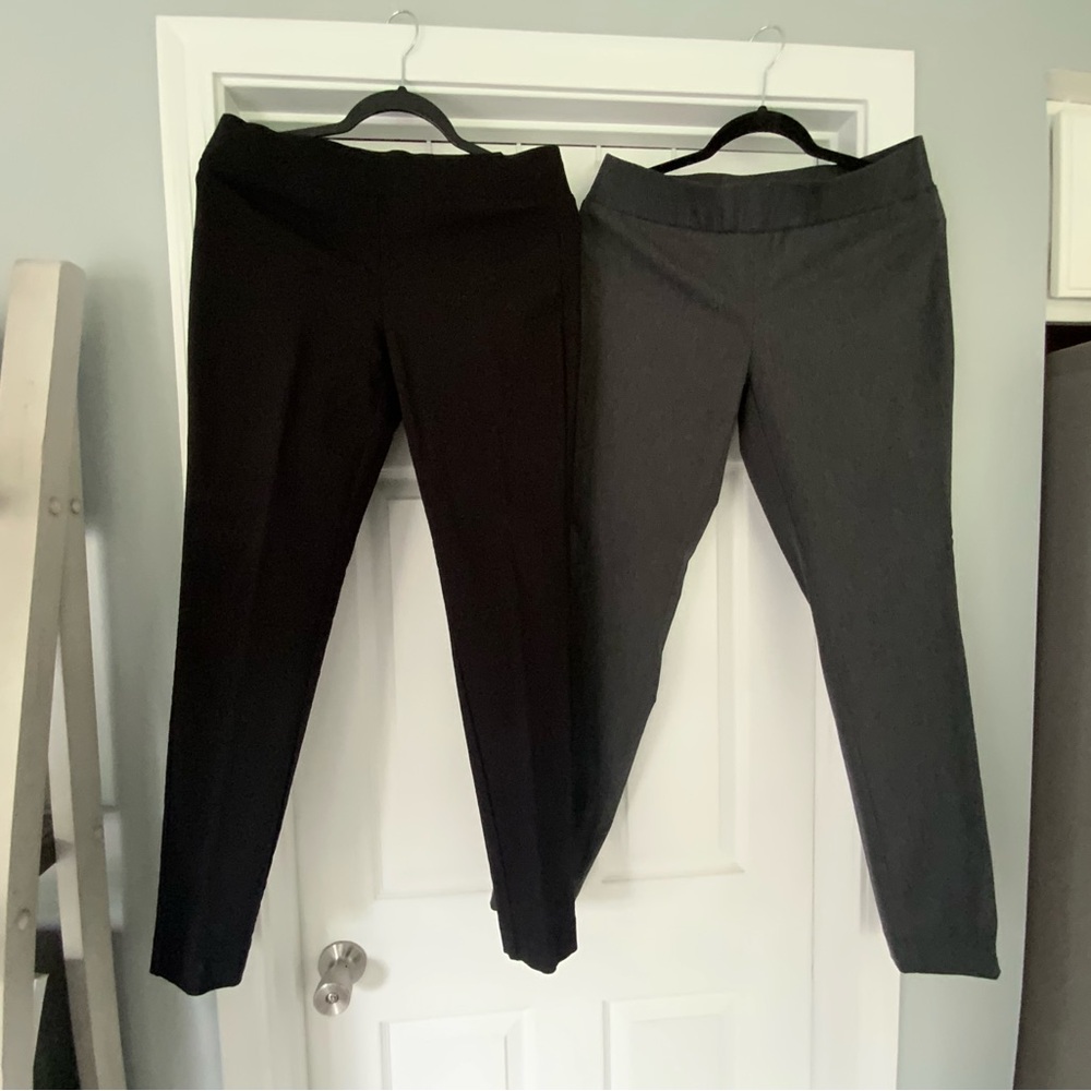 Satinato Pants. Size 8.  Black & Charcoal Gray.